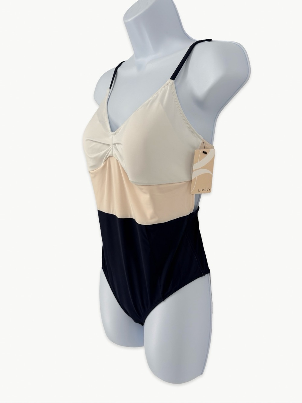 Lively The Swim One Piece Soft Navy Colorblock Modest Swimsuit NWT Size Medium - Picture 8 of 14